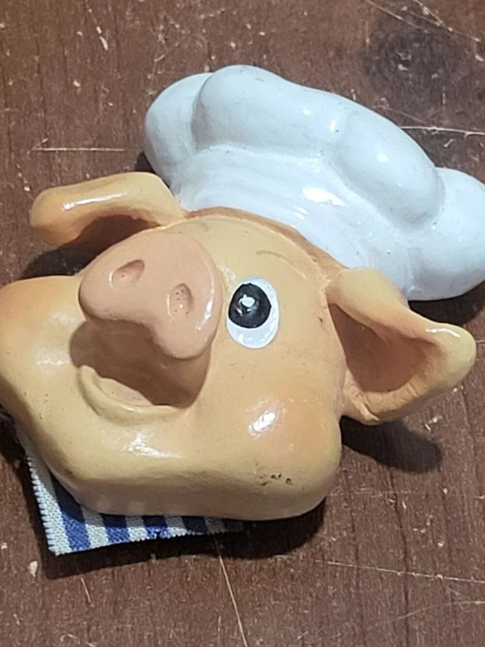 Vintage Hand Painted Ceramic Pig Chef Refrigerator Magnet